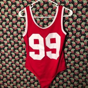 BRAND NEW ! Fashion Nova Red Jersey Bodysuit